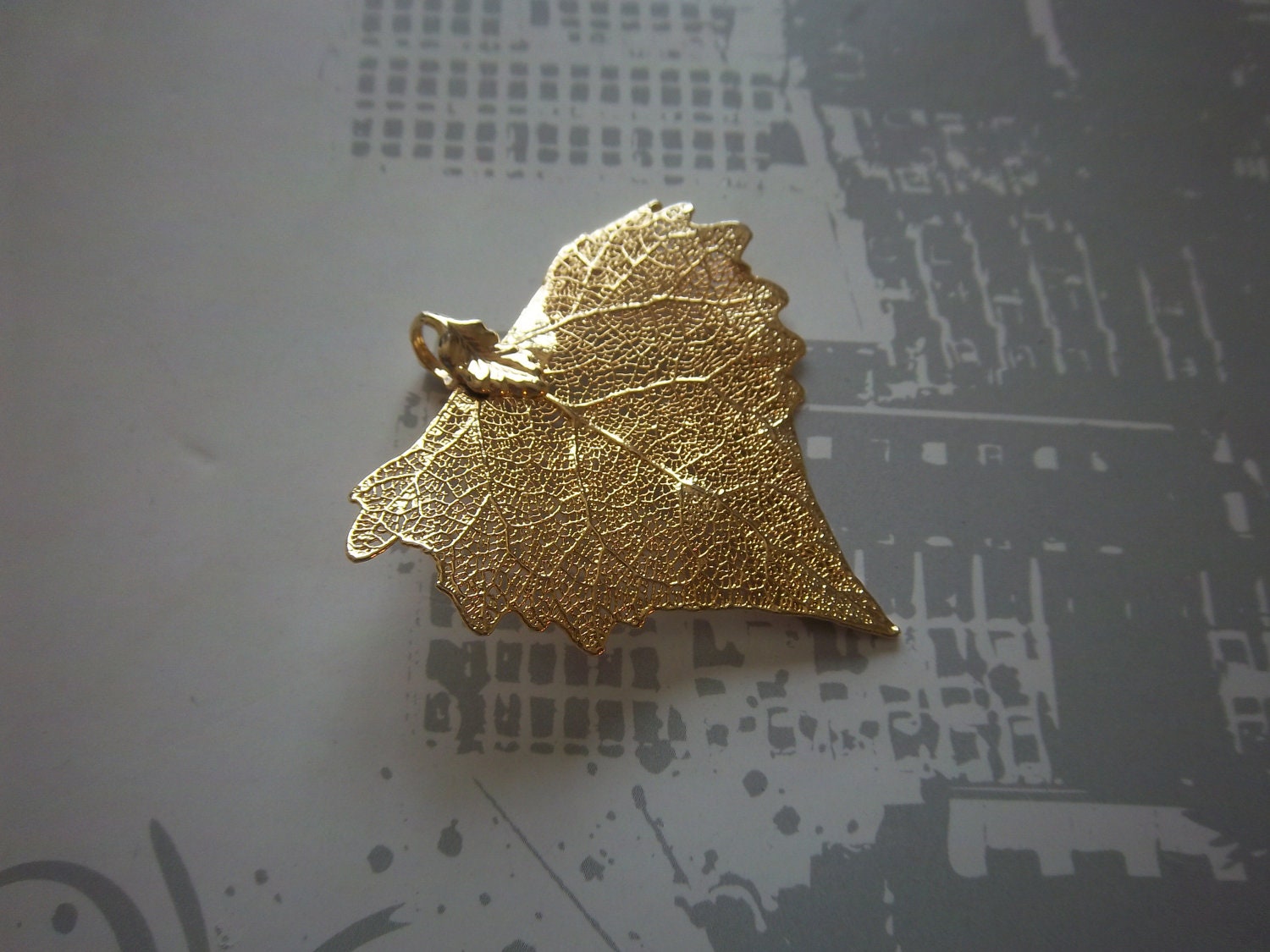 Gold Dipped LEAF PENDANT Charm Vintage