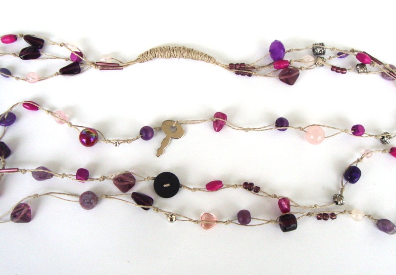 Purple necklace /beaded necklace / czech glass / boho necklace