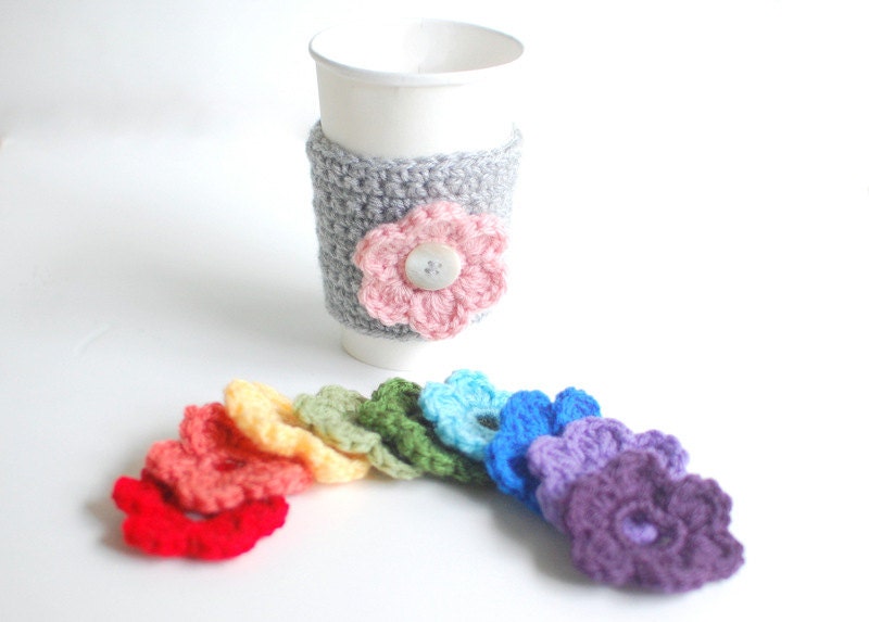 Coffee Cozy with 4 interchangeable flowers by The Cozy Project