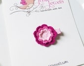 Fuchsia, Hot Pink & Light Pink Crochet Flower Girls Clippie