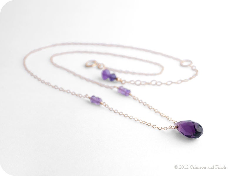 Gold filled, purple briolette, amethyst necklace "Violetta"