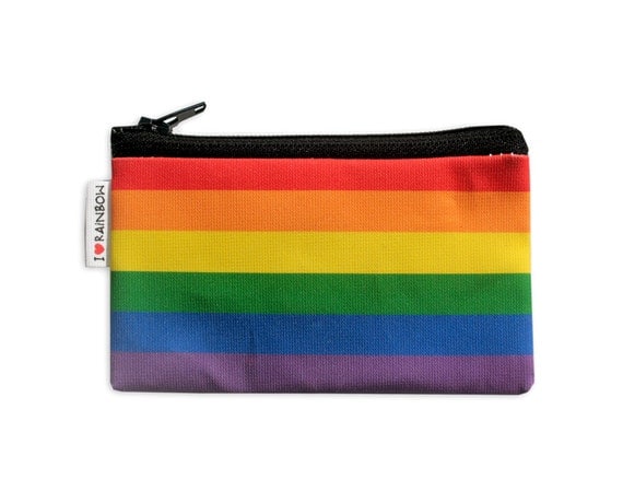 SALE - RAINBOW colors - printed Wallet - cute colorful cotton coin purse with black zipper