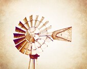 Country Photography - windmill rural wall art print farm countryside photo beige cream light brown - 11x14, 8x10 Photograph, "WindKeeper"