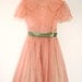 1950's Mauve Pink Chiffon and Lace Party Dress