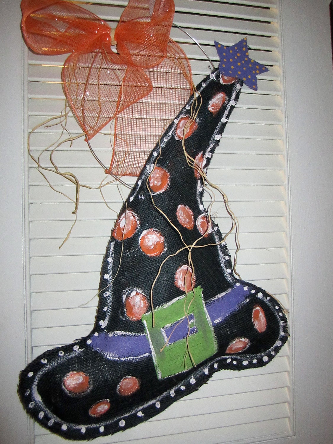 Burlap Witch Hat Door Hanging Decoration