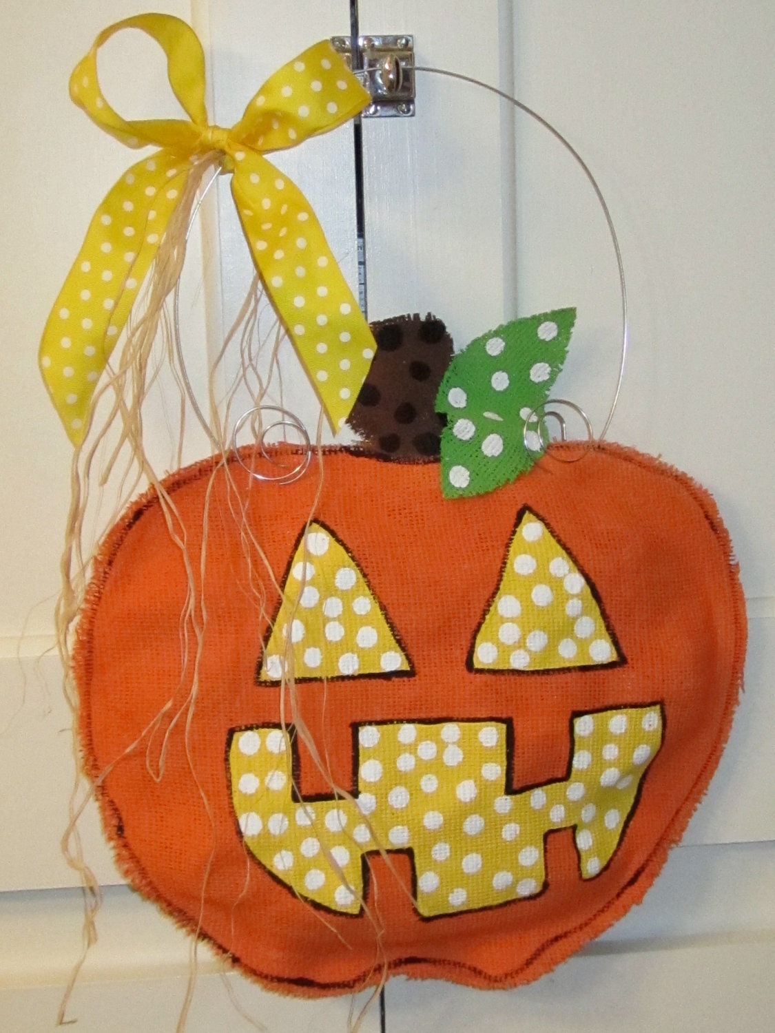 Burlap Pumpkin Jack o Lantern  Door Hanging Decoration
