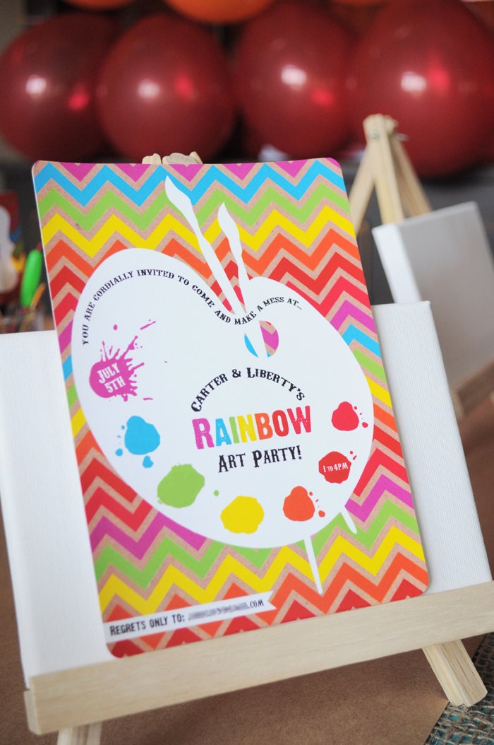 Rainbow Art- Custom Printable Invitation - 4 styles to choose - Rainbow art party, art party, rainbow party Il_570xn