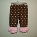 Pink Brown Dots and Pink Gingham Double Ruffle Capri/ Pants