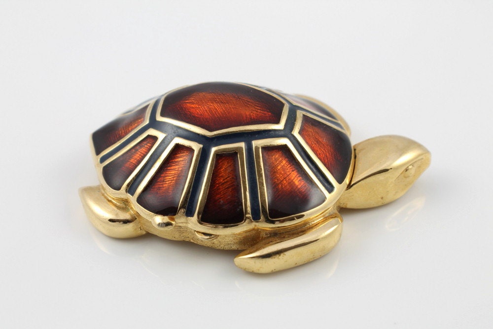 Vintage Turtle Tortoise Estee Lauder solid perfume Cinnabar compact