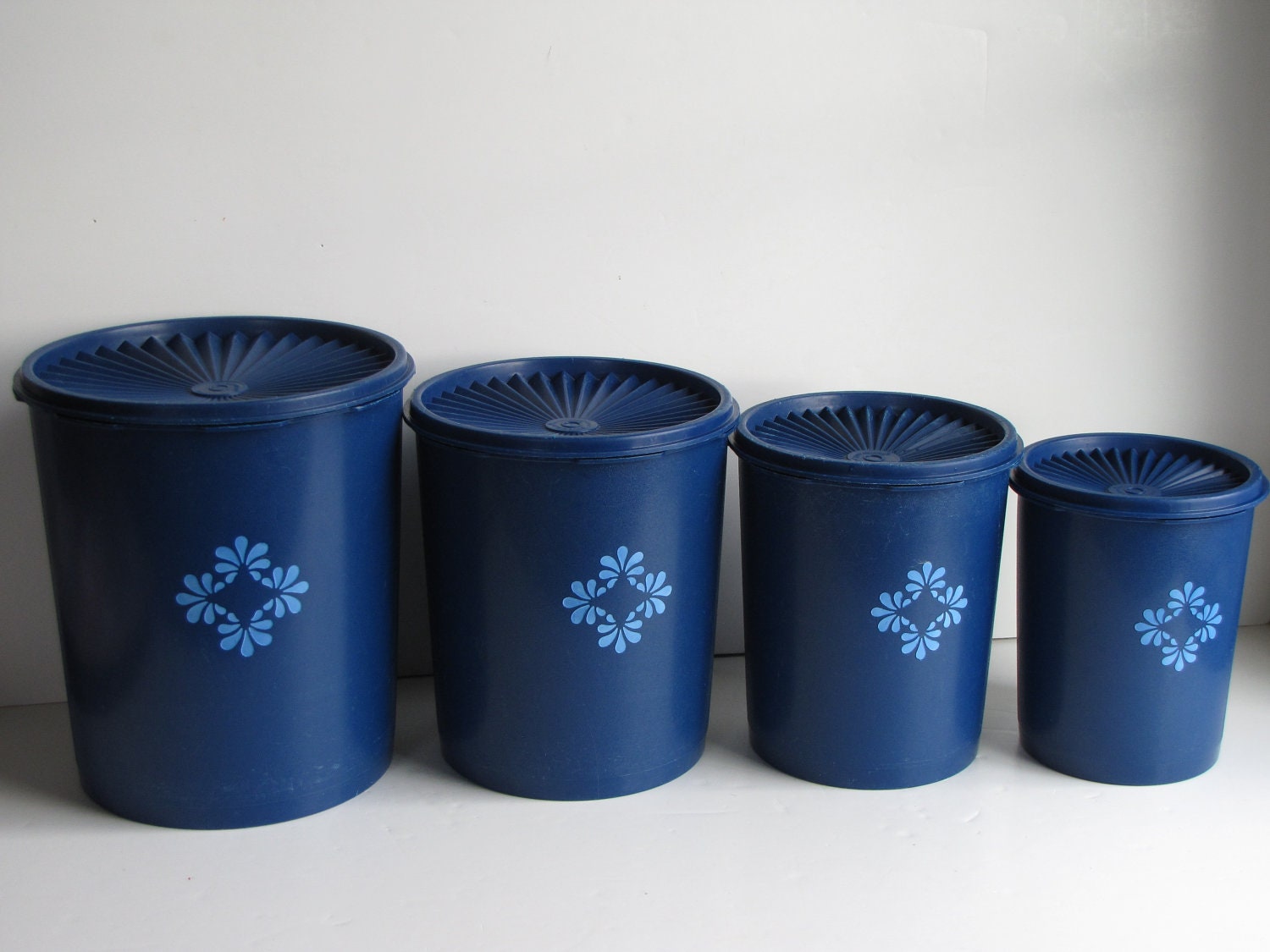 Vintage Navy Blue Tupperware Canisters by
