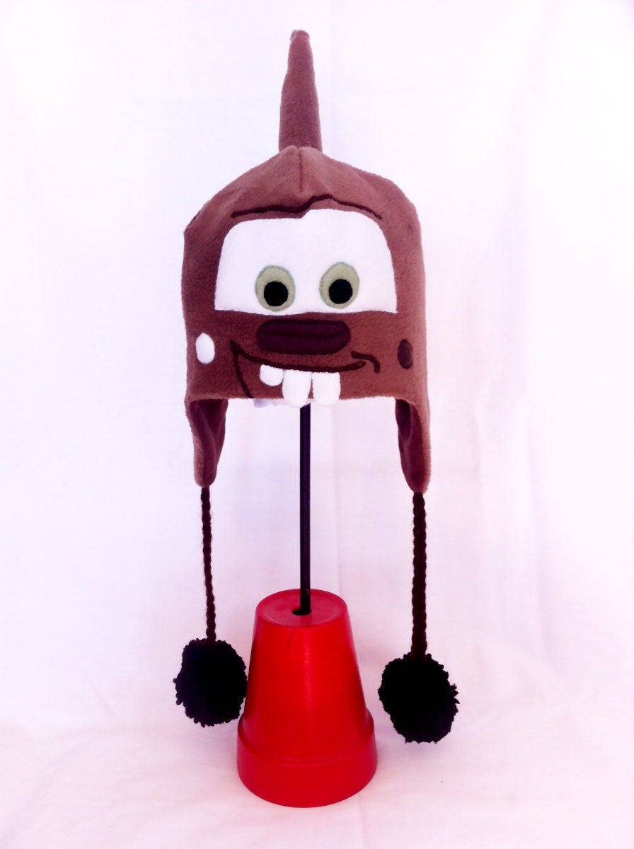 Tow Mater Inspired Fleece Earflap Beanie Hat