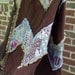 brown feather quilt blanket, chevron design