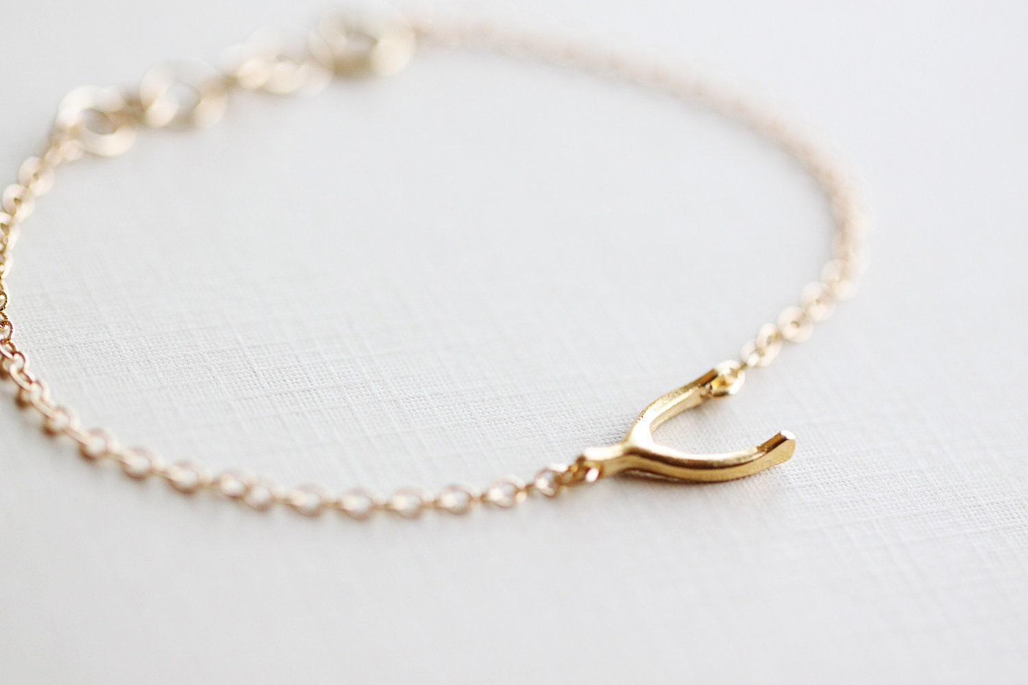 Sideways Wishbone Bracelet - gold horizontal lucky wishbone 14k gold fill jewelry by petitor etsy