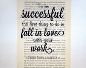 Inspirational Quote Art Print on recycled book paper
