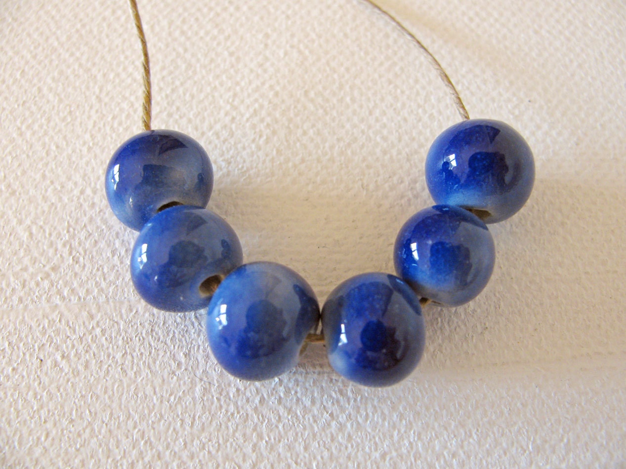 Berry Blue Beads Handmade Clay