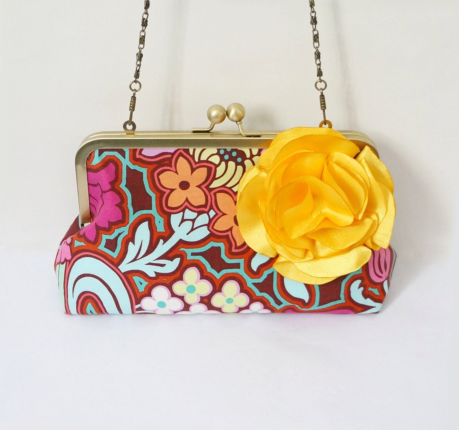 Summer of Love Bridal and Bridesmaid Clutch- Colorful Bohemian Print