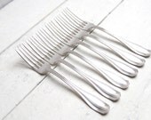 Antique Clinton Pattern Dinner Forks - Set of 6, Vintage Flatware, Art Deco Style
