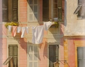 Pastel Wall Decor Art Italy Washing Line Romantic Portofino Italian Travel Photography Art Print