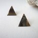 Vintage Triangle Earrings: Striped Pyramids vintage silver tone geometric triangle earrings