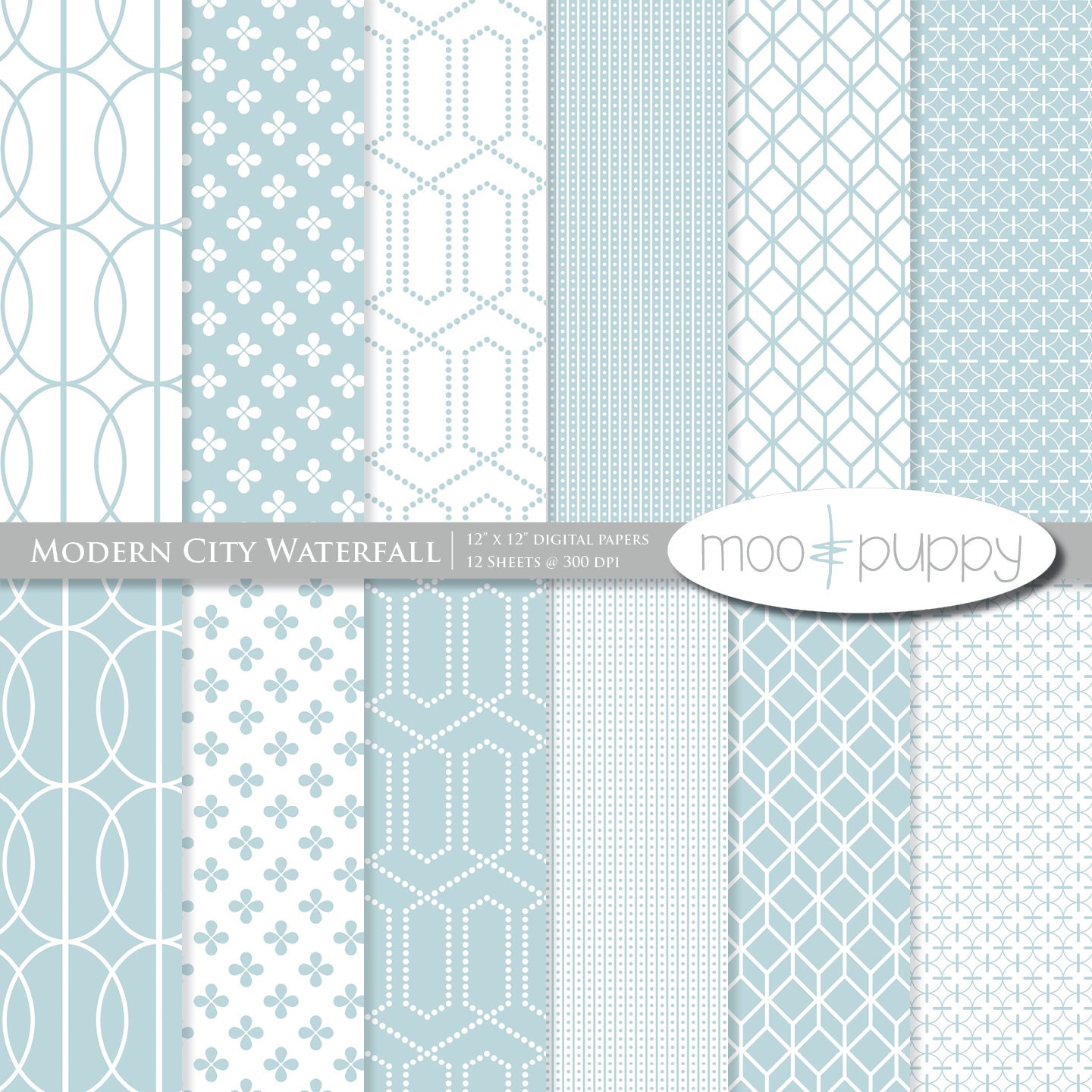 Digital Scrapbook Paper Pack - Modern City Waterfall -- INSTANT DOWNLOAD