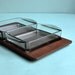 Teak "Kabaret" Tray with Holmegaard Smoked Glass Inserts
