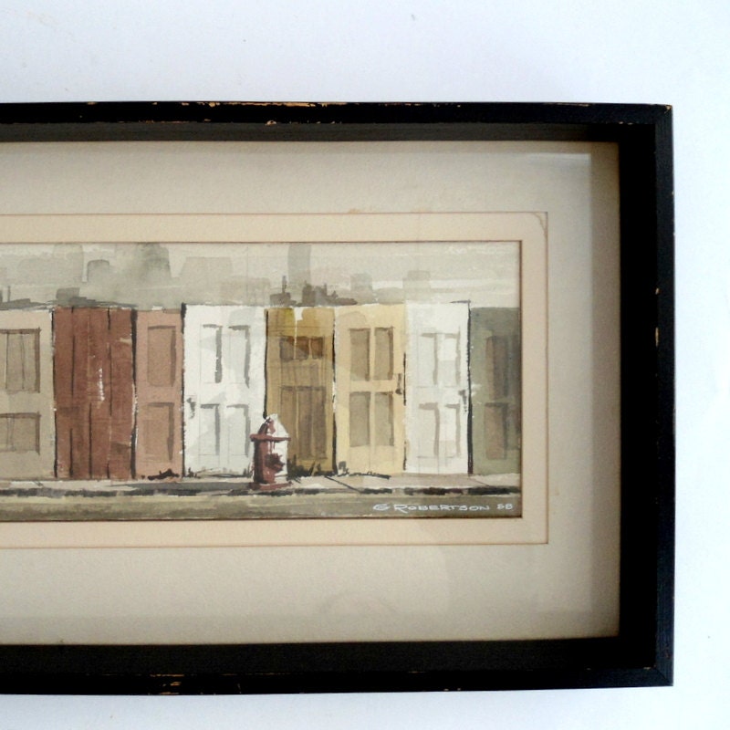 Reserved Vintage Watercolor Painting of Doors