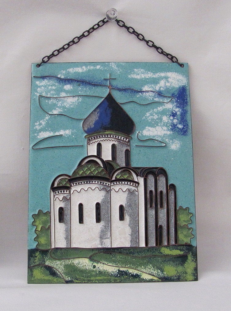 Vintage 1960s Russian Enameled Wall Plaques - Copper Base - Original Tags - Awesome Work