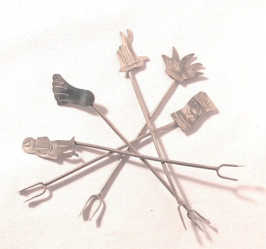 Vintage Whimsical Alpaca Silver Cocktail Forks - Small but Efficient