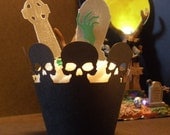Halloween Cupcake Wrappers and Spooky Graveyard Toppers