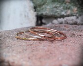 Hammered Stack Rings- 3 Mixed metals- Set of 3 hammered rings, 14k gold filled, 14k rose gold filled and sterling silver