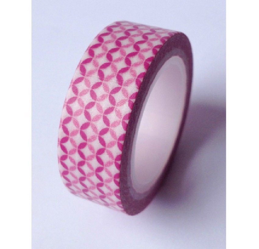 Japanese Washi Masking Tape - Deep Pink Flower - Watermark Design - 11 Yards