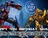 Transformers Optimus Prime and Bumble Bee Personalized Custom Birthday Banner Party Decoration