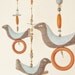Bird Mobile Hanging Beads Boy Girl Eco Friendly Unisex Wooden Branches Home Decor Baby Mobile Blue