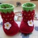 Knitting pattern baby boots, -strawberry- approx 3 1/2 inches PDF
