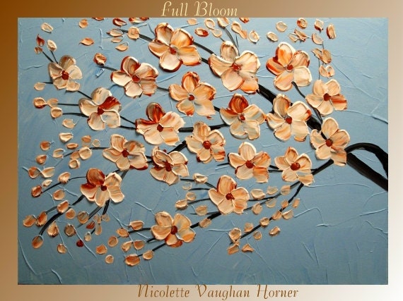 Original abstract contemporary fine art palette knife floral painting by Nicolette Vaughan Horner