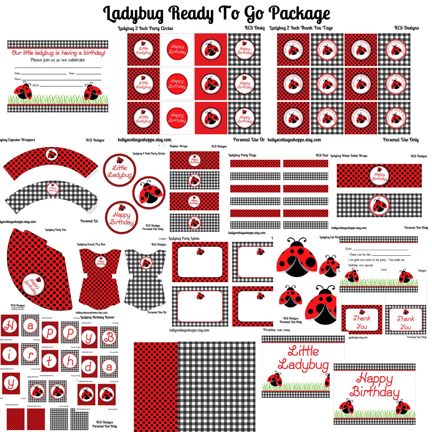 Little Ladybug Birthday Party Ready To Go Package... Printable, Digital Il_570xn
