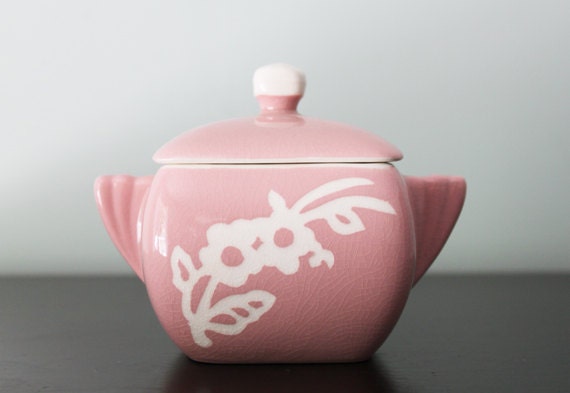 Vintage Pink Cameoware Covered Bowl By Harker Pottery Company