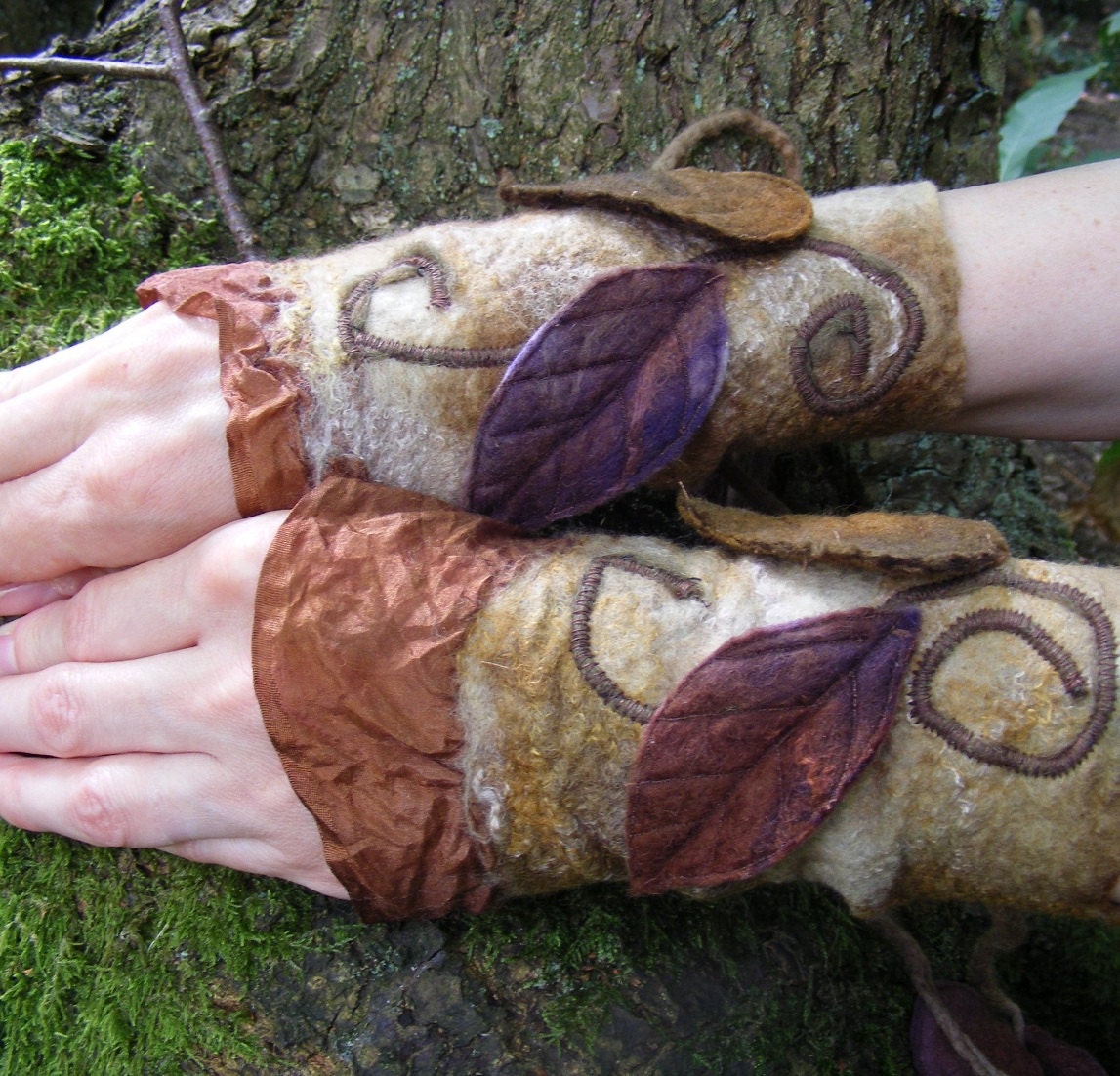 Earth Nuno Felt Faerie Cuffs
