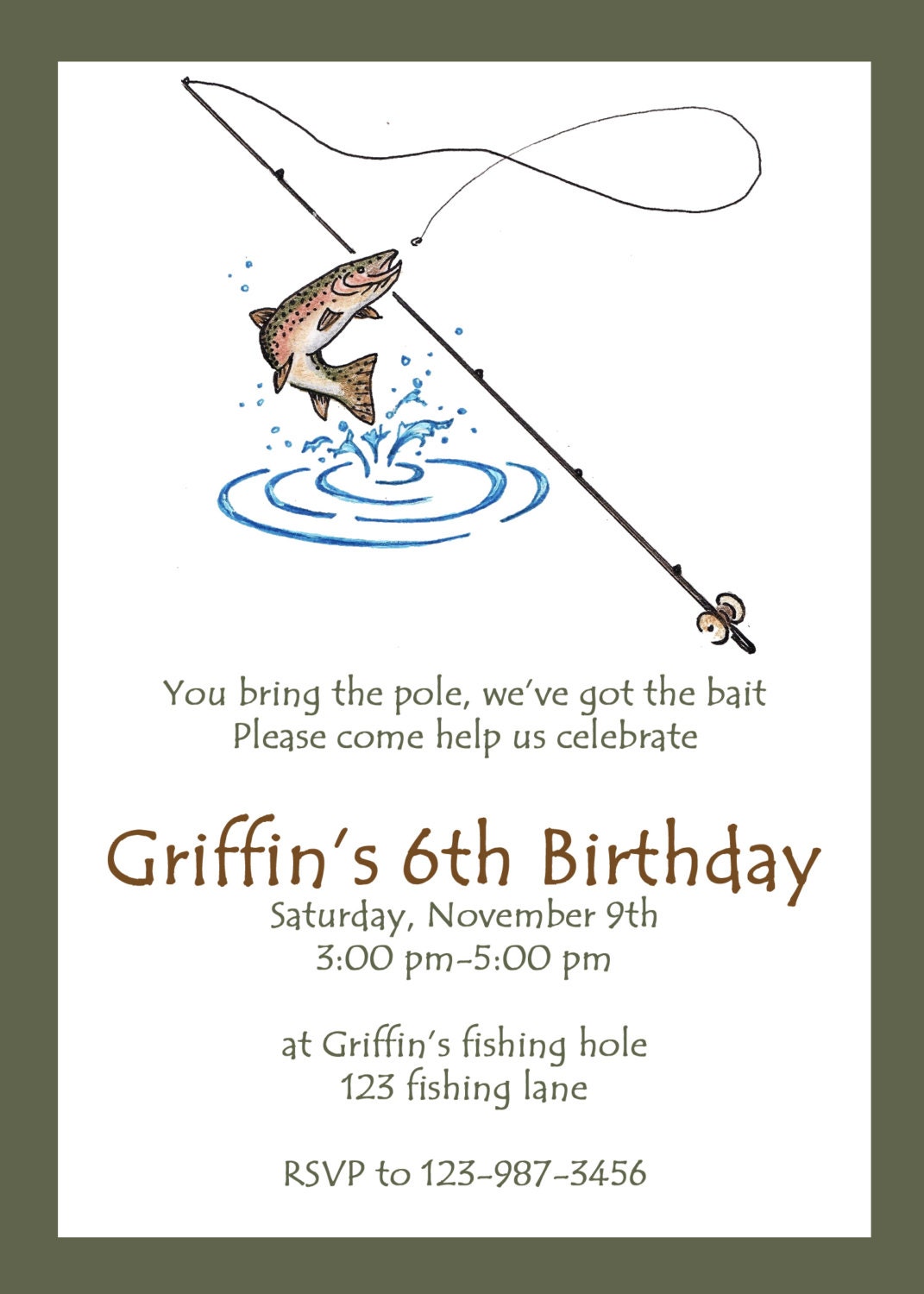 Printable Fishing Party Invitation. Custom Fishing Invitation Il_570xn