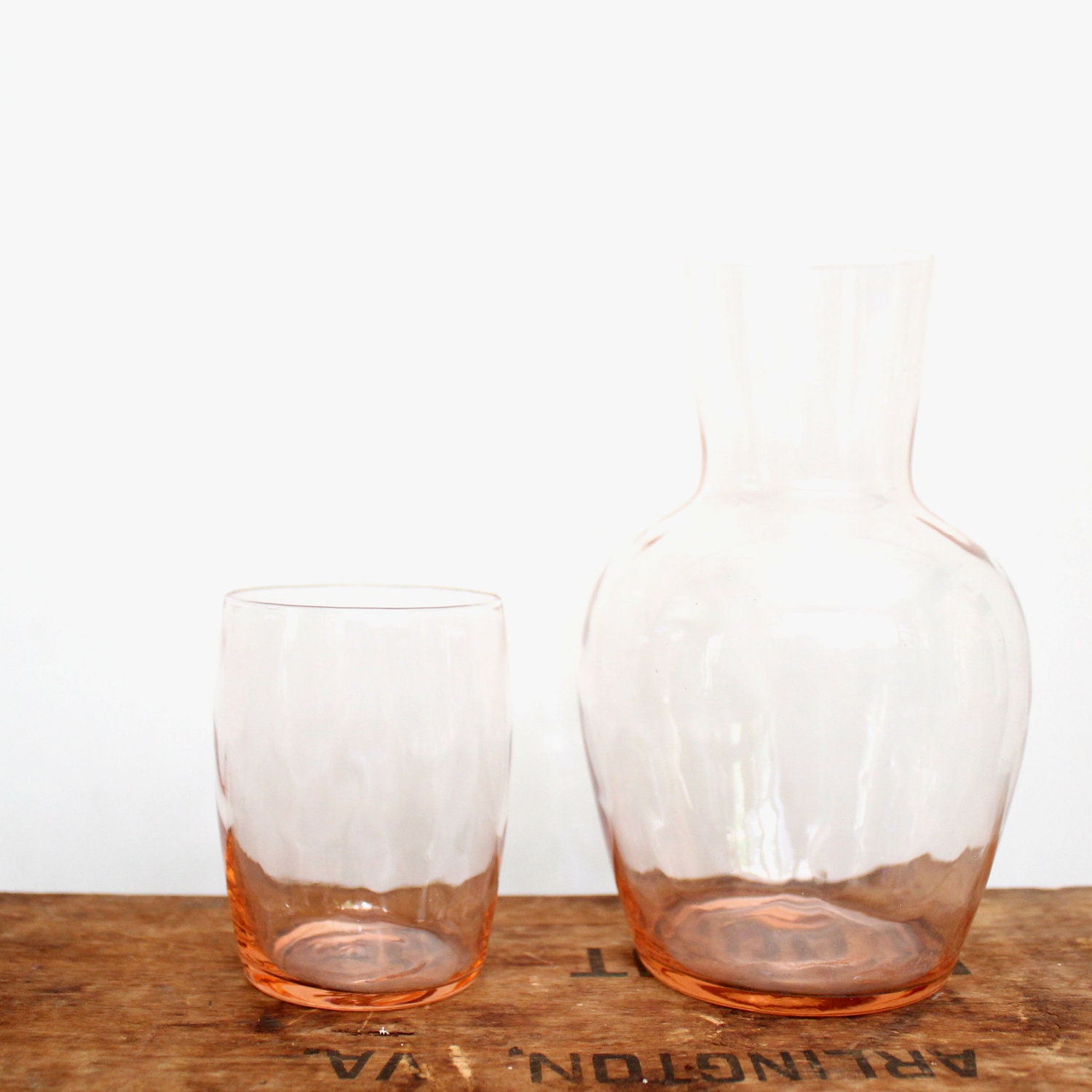 Vintage Handblown Glass Bedside Water Carafe By Followmevintage