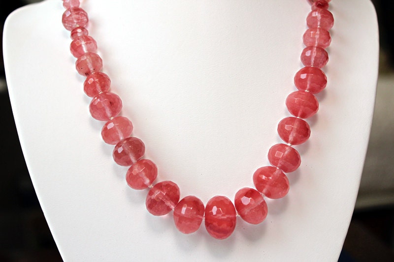 10 MM-18 MM faceted Necklace, graduated Cherry Quartz beads