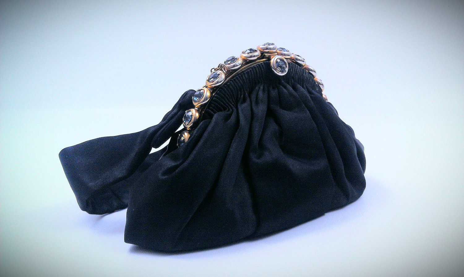 Gorgeous Black Designer Evening Bag with Chunky Crystals