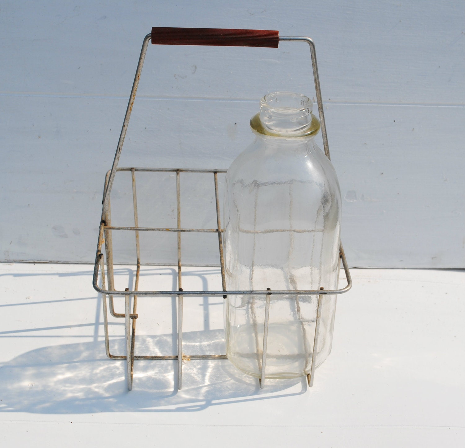 Vintage Milk Bottle - Water Bottle Carrier and One Milk Bottle