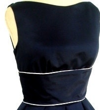 A simple but striking 50s Cocktail Dress in Navy Matt Satin Customize