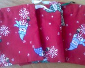 3  Small Gift Bags Christmas Snowmen Upcycled Reusable