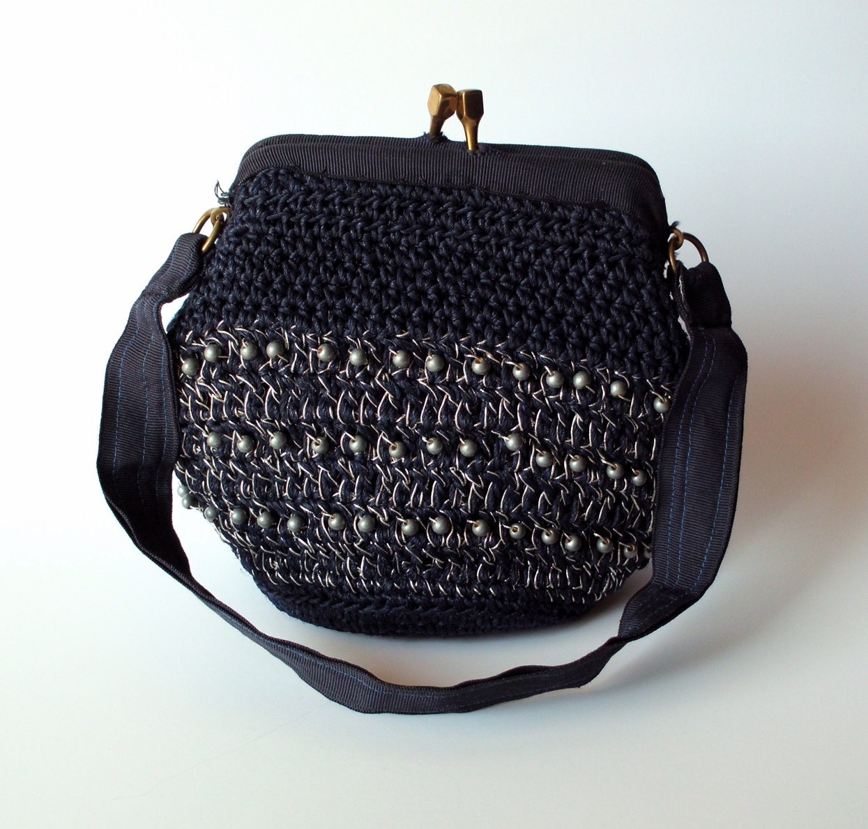 Navy Blue Beaded Garay Handbag Navy Blue Beaded Garay Handbag