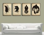 Spiderman, Batman, Incredible Hulk and Captain America Superheroes Poster Set 11x17