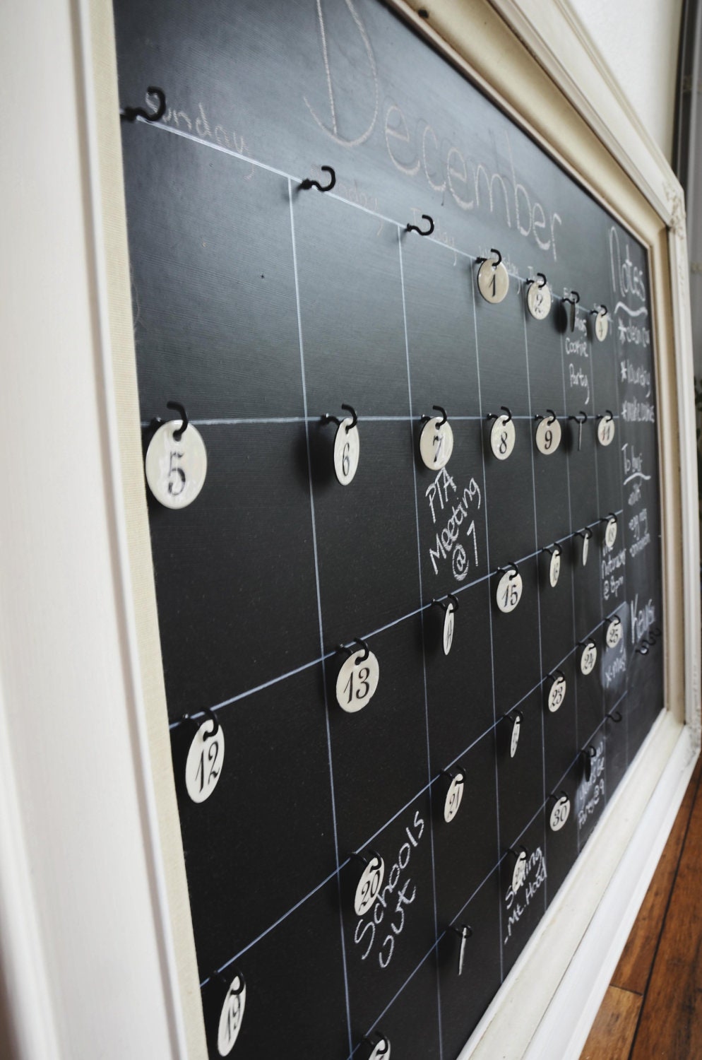 Vintage French Enamel Tag Chalkboard Calendar and Interactive Board