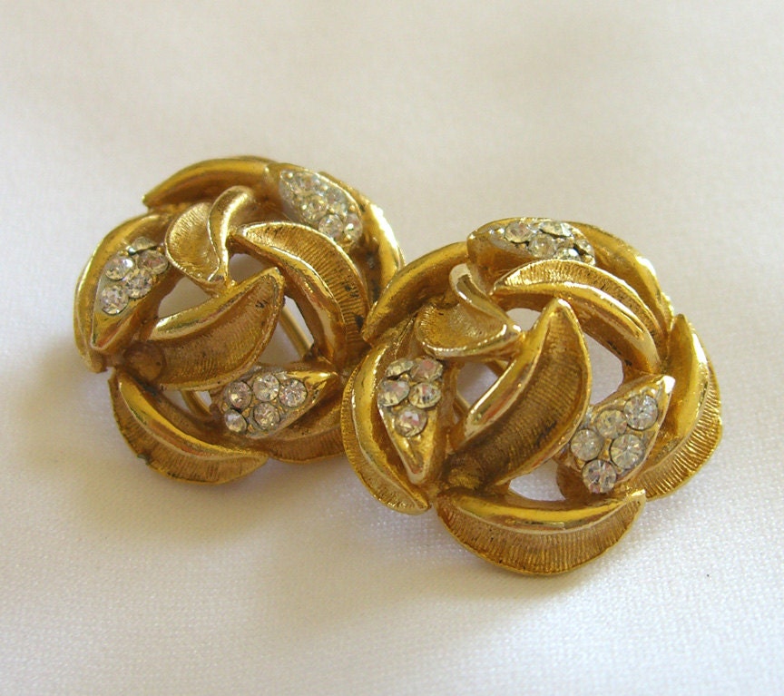 Vintage BSK Earrings 1950s Rhinestones