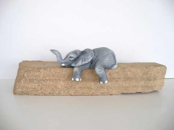 Ceramic baby elephant - shelf sleeper elephant